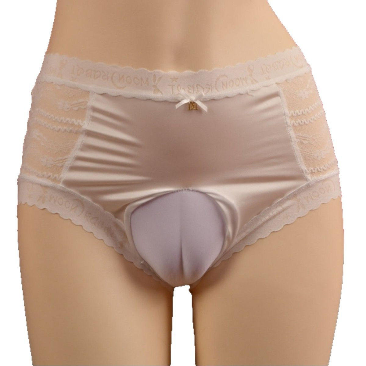 200斤隐藏式JJ套假阴囊袋男士仿真丝缎面内裤薄大码蕾丝三角短裤