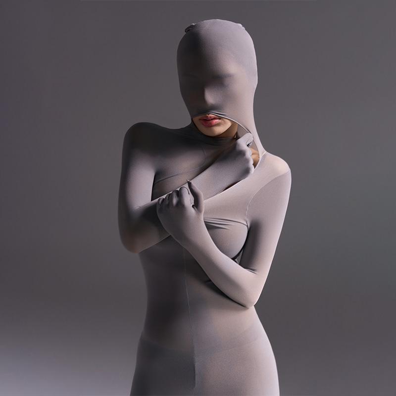 连帽120D天鹅绒连衣裙包头中长款