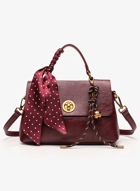 高级感真皮邮差包女小众设计手提包新娘结婚包日常可用单肩斜挎包