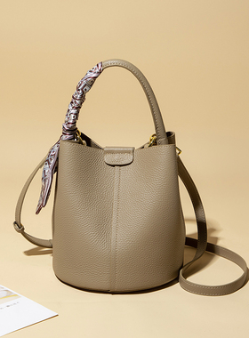 真皮水桶包包女2026今年流行新潮菜篮子包手提包时尚单肩斜挎女包
