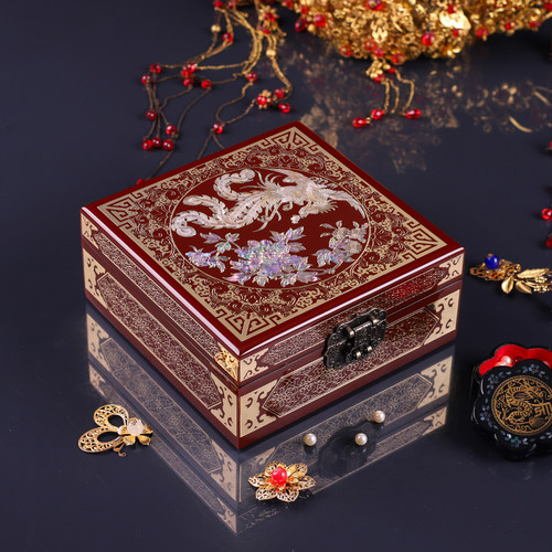 晋元恒古风铜丝螺钿五金首饰盒