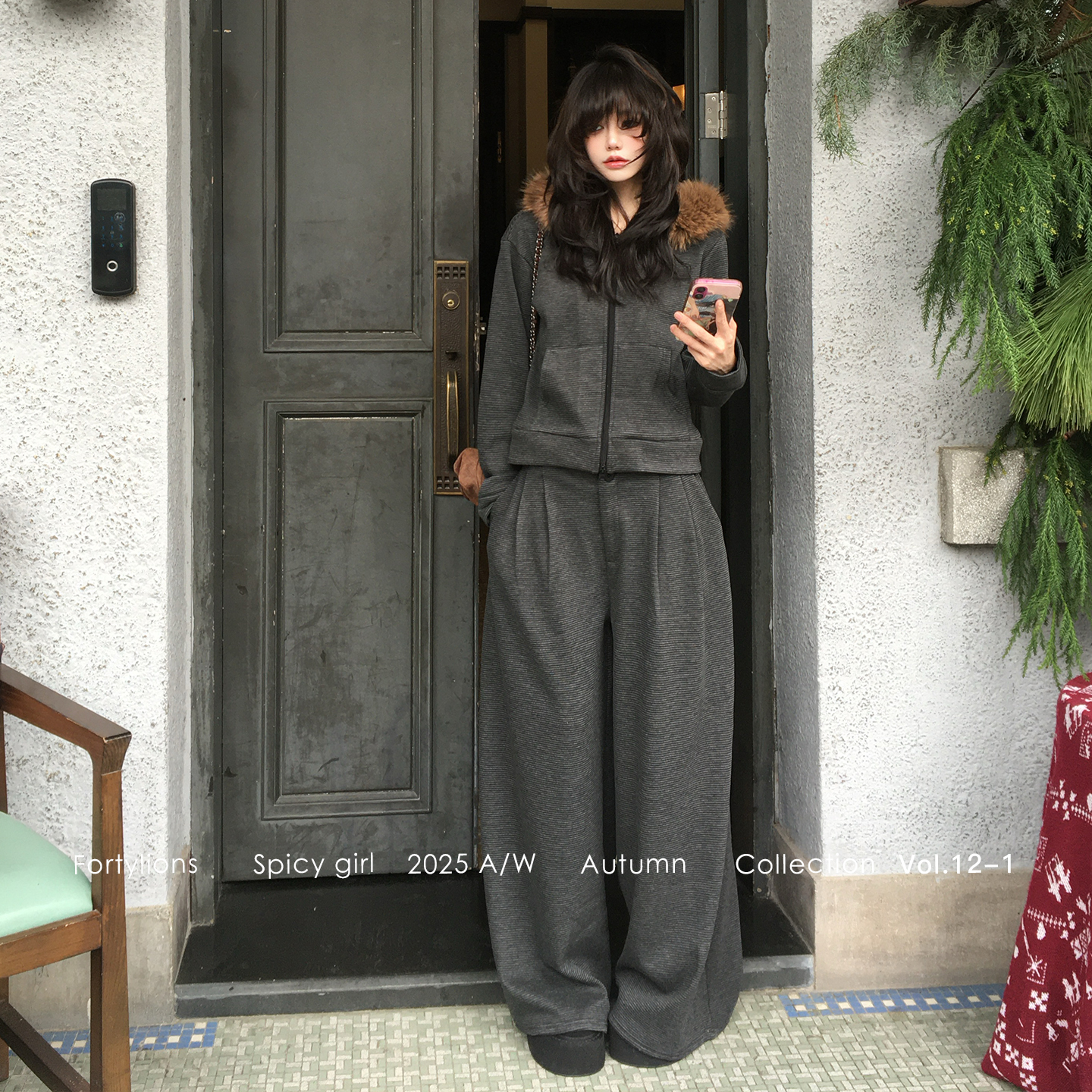 fortylions【12月9号20:00上新95折包邮】韩系条纹加绒卫衣套装