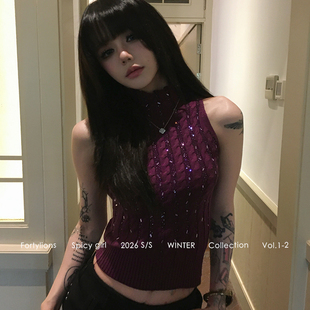 fortylions【1月21号20:00上新95折包邮】钻石胶片 烫钻针织马甲