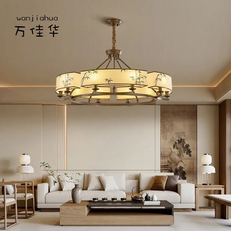 宋式美学新中式客厅吊灯中国风禅意圆形餐厅卧室主灯大厅复古灯具,家装灯饰光源,智能吊灯,淘宝优惠券,粉丝福利购,淘宝优惠卷