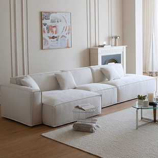 温妮沙发布艺法式奶油风白色豆腐块可拆洗直排小户型客厅羽绒沙发