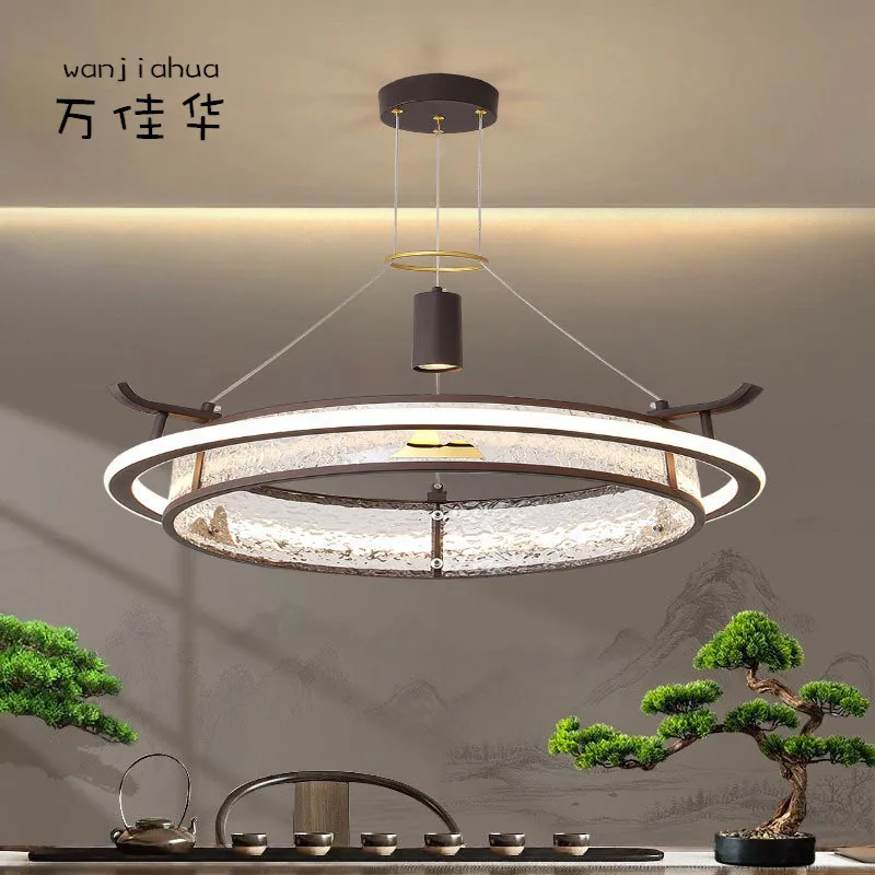 新中式客厅吊灯圆形LED餐厅饭店包房吊灯酒店会所复式楼茶室吊灯,家装灯饰光源,智能吊灯,淘宝优惠券,粉丝福利购,淘宝优惠卷