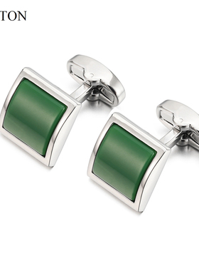 LEPTON新款袖扣男士轻奢定制优雅绿石袖扣法式衬衫cufflink礼物