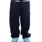 taitm2片式 极简松弛纯黑色baggy落裆高腰宽松纯棉毛圈400克长卫裤