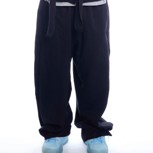 taitm2片式 极简松弛纯黑色baggy落裆高腰宽松纯棉毛圈400克长卫裤