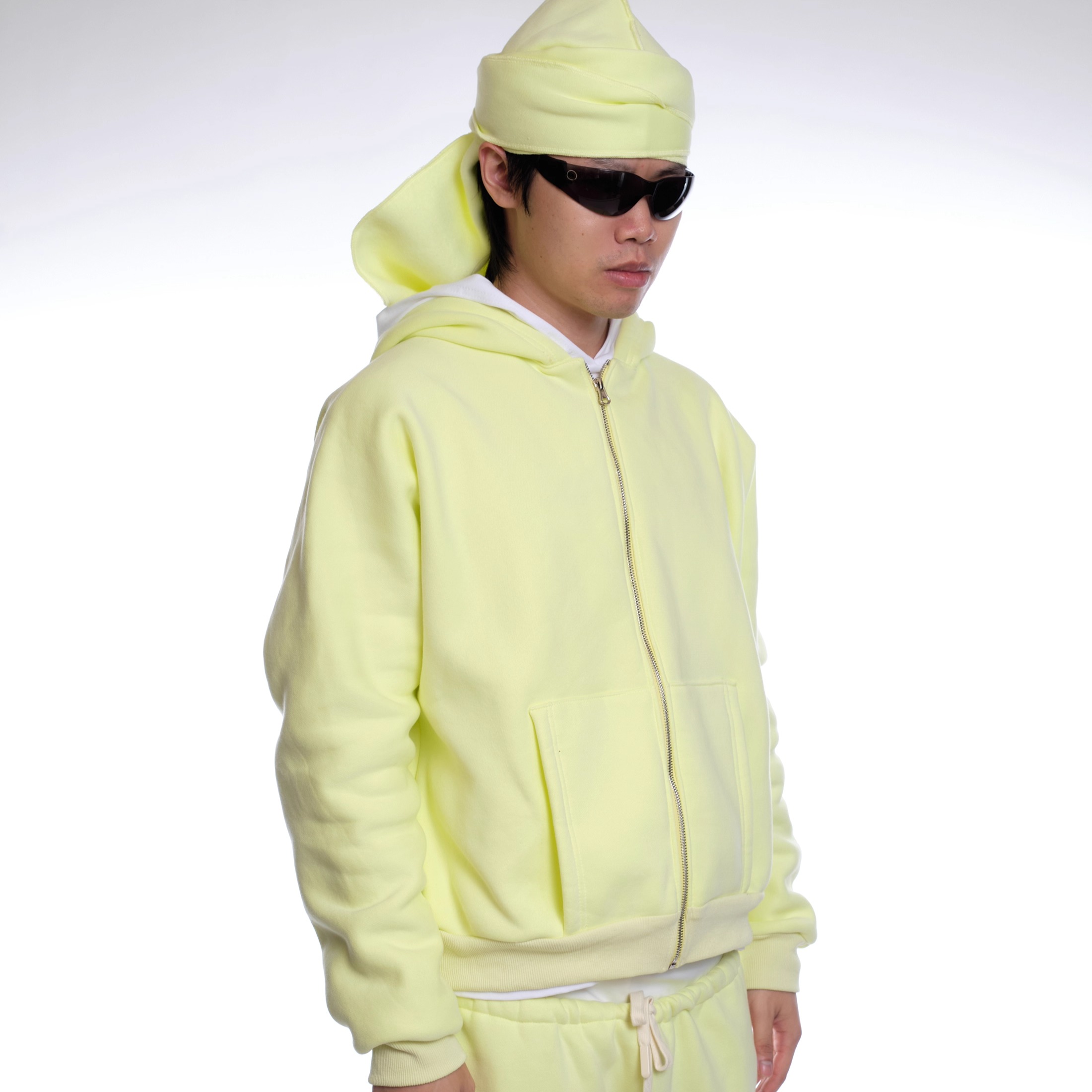 个性连帽设计短宽拉链卫衣