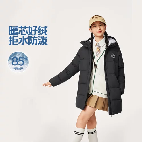 李宁女大童防泼水85%鸭绒中羽绒服YYMV106-2