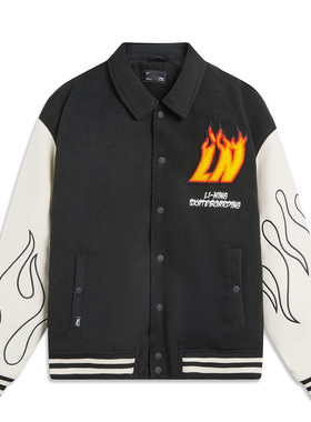 李宁男子2023冬季新款滑板系列宽松保暖休闲外套棉衣AFDT697LL