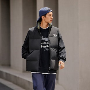 李宁运动时尚系列男女同款防泼水宽松立领羽绒马甲AMRU043