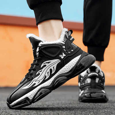 青少年户外加厚绒保暖男鞋防寒滑