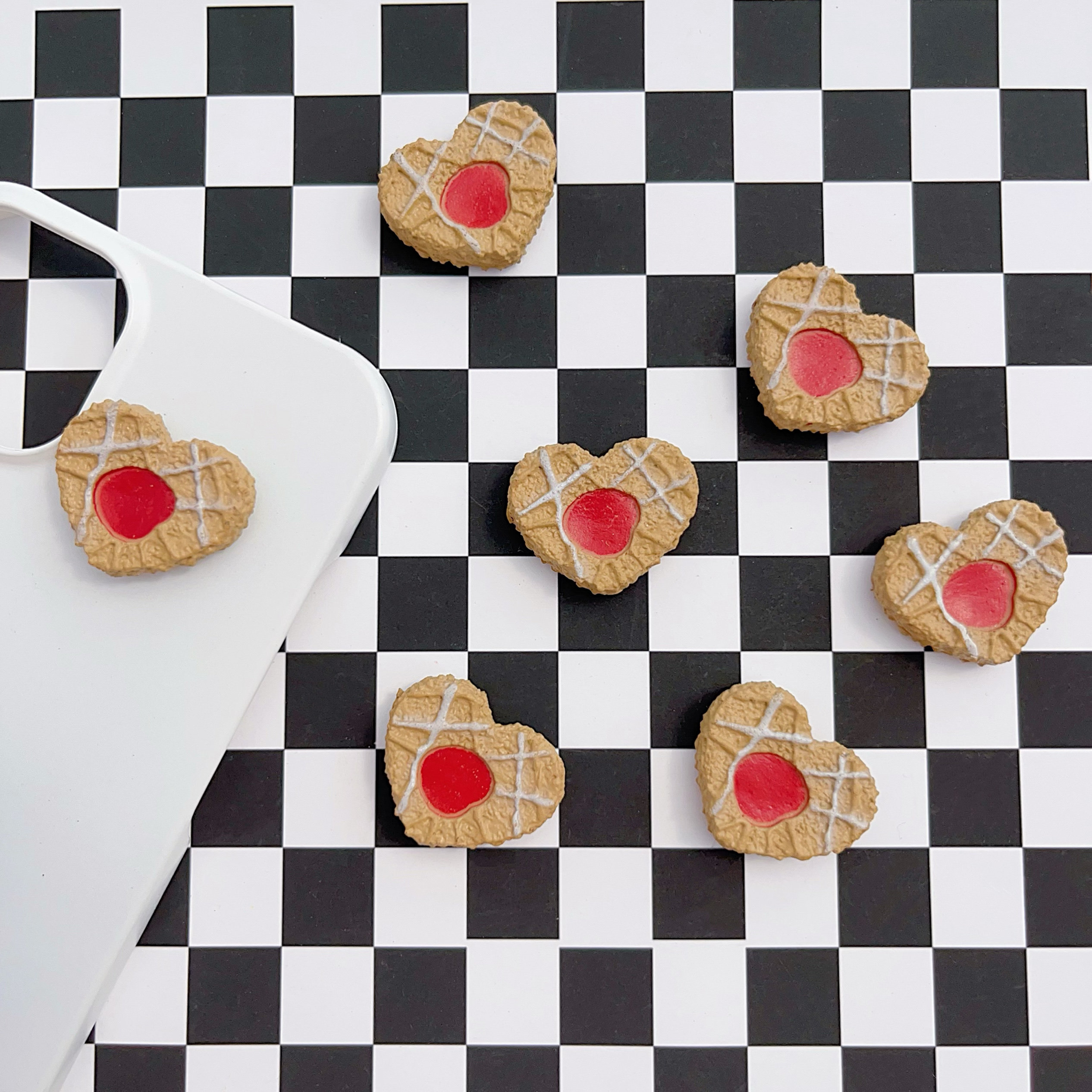 正版散货美国女孩爱心饼干食玩配件diy奶油胶滴胶手机壳挂件材料