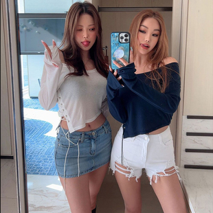 复古牛仔半身裙女港风辣妹裙裤 裙子 高腰显瘦包臀短裙夏季 2023新款
