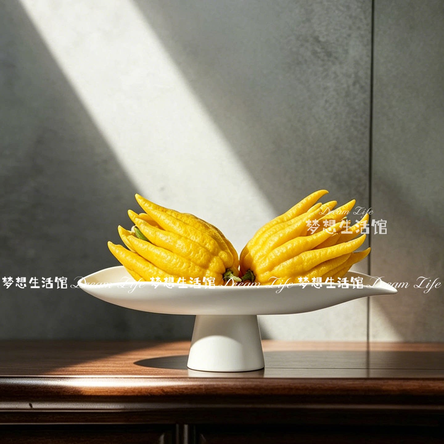 简约风白色高脚果盘装饰客厅茶几果篓高颜值佛手柑瓜果托盘器皿