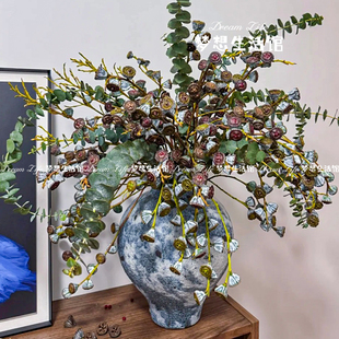 尤加利果专用花瓶复古ins风侘寂客厅插干花干果中式禅意陶瓷花器