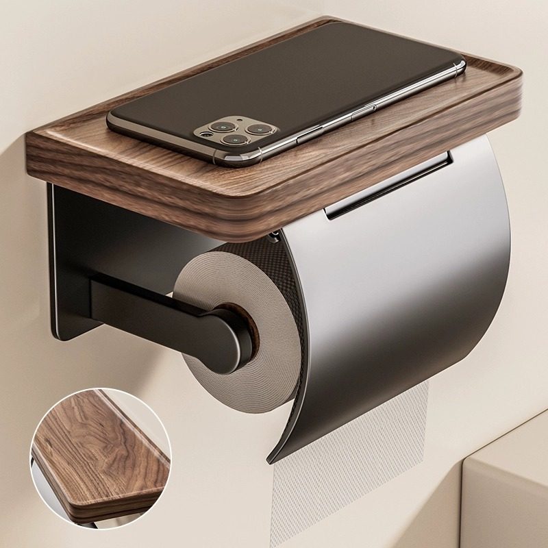 胡桃木卫生间厕纸盒厕纸放置盒纸巾盒洗手间免打孔卷纸挂架置物架,收纳整理,纸巾盒,淘宝优惠券,粉丝福利购,淘宝优惠卷