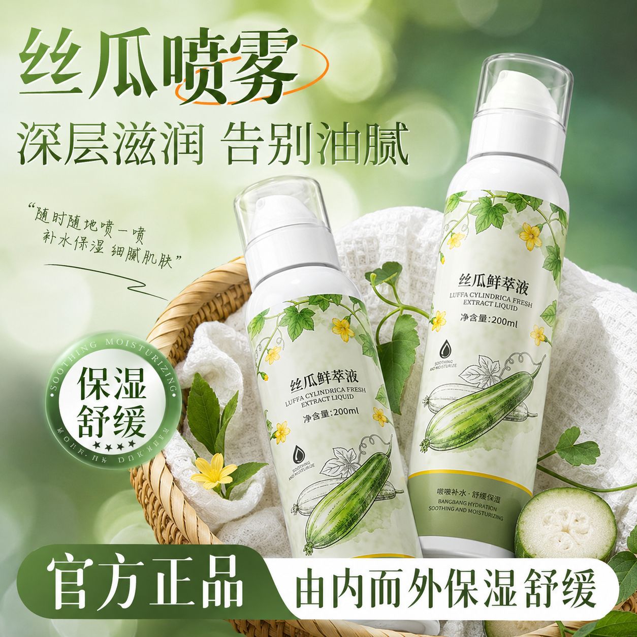 韩纪丝瓜鲜萃液200ml滋润保湿补水嫩肤面部舒缓补水喷雾护肤品