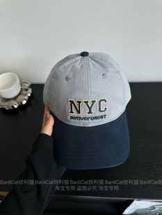 BanliCat 美式休闲刺绣字母NYC鸭舌帽男女宽檐显脸小拼色棒球帽子