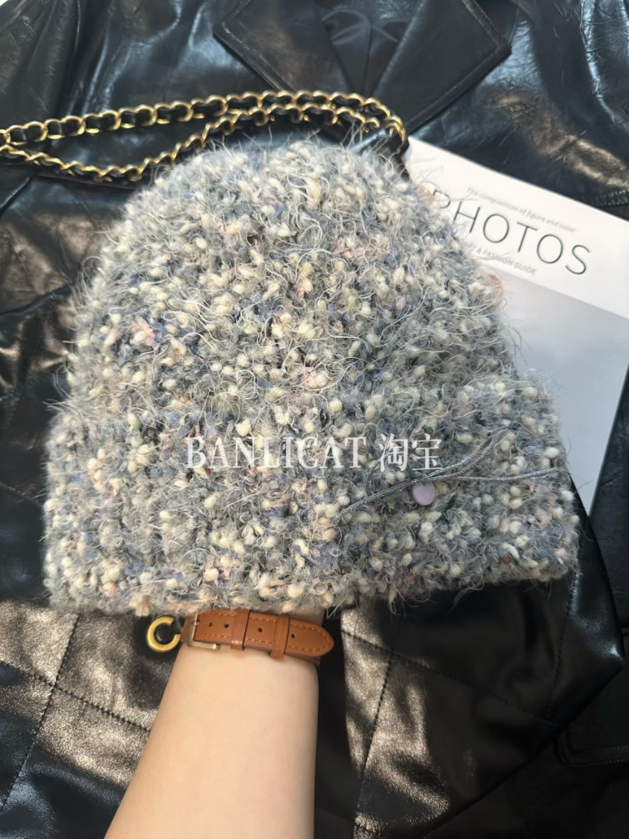 Banlicat 软糯不扎 彩虹豆豆羊毛混纺针织帽子女秋冬韩甜美毛线帽