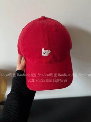 Banlicat 被这个红色棒球帽拿捏了 显白小狗鸭舌帽大头围显脸小韩
