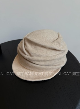 韩版秋冬气质贝雷帽褶皱报童帽子女2025新款百搭素颜保暖画家帽子