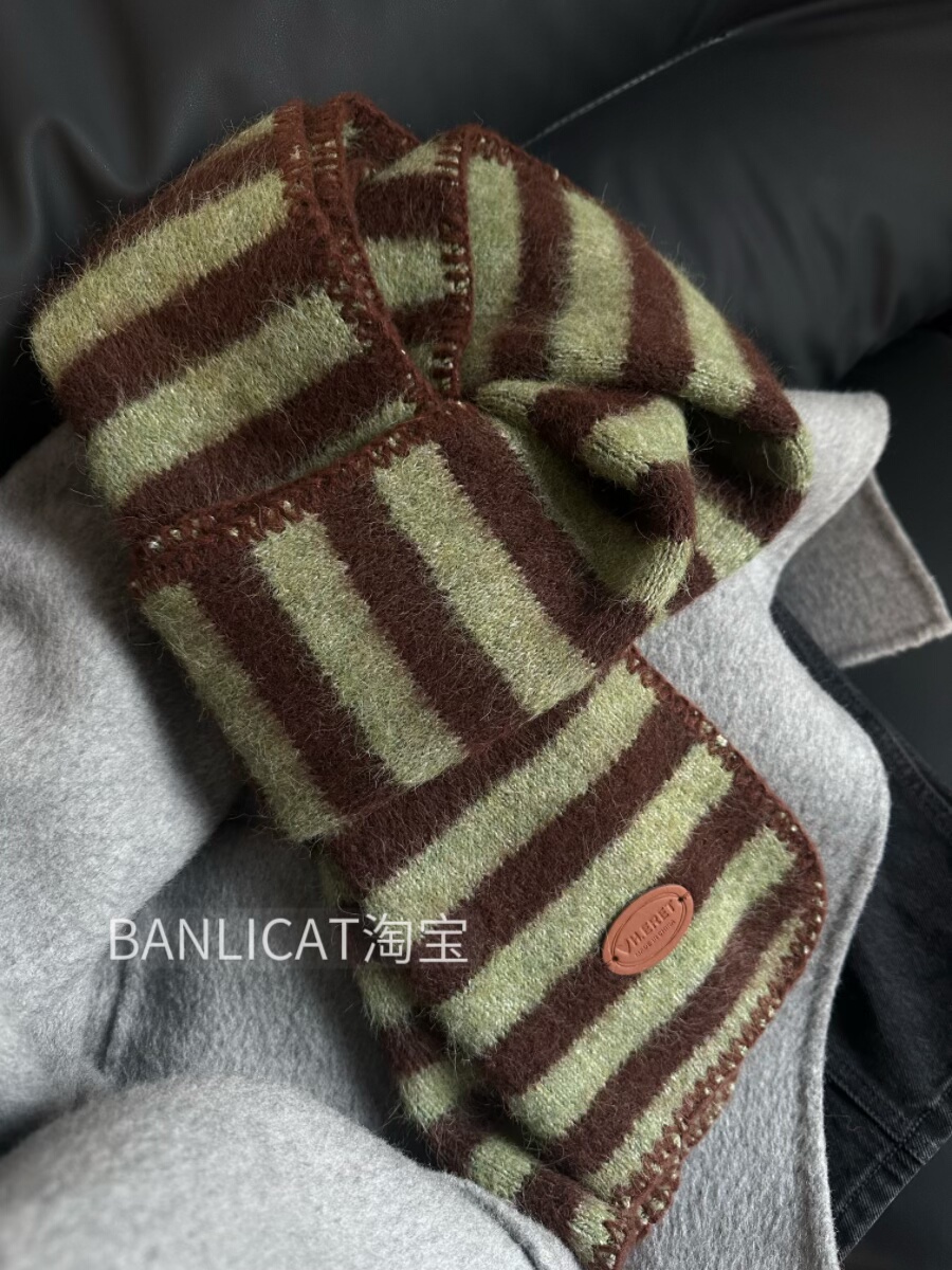 BanliCat 韩版ins风羊毛混纺条纹针织围巾女秋冬保暖情侣复古围脖,服饰配件/皮带/帽子/围巾,围巾/丝巾/披肩,淘宝优惠券,粉丝福利购,淘宝优惠卷