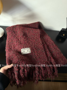 BanliCat显白安克拉红羊毛混纺圈圈围巾女冬季保暖韩围脖男长披肩