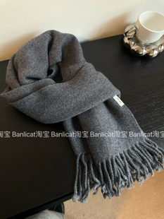BanliCat高品质纯羊毛高档情侣围巾女秋冬季 围脖 纯色百搭保暖韩版
