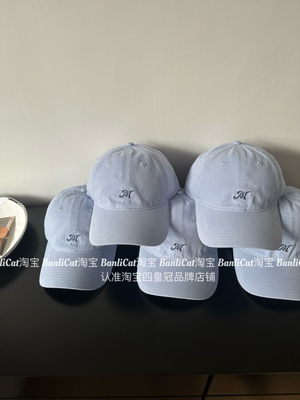 BanliCat超韩系显白奶蓝色ins字母M棒球帽子女宽檐显脸小鸭舌帽男