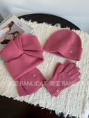 超美减龄～100%羊毛显白韩粉围巾女友礼物秋冬保暖针织毛线帽套装