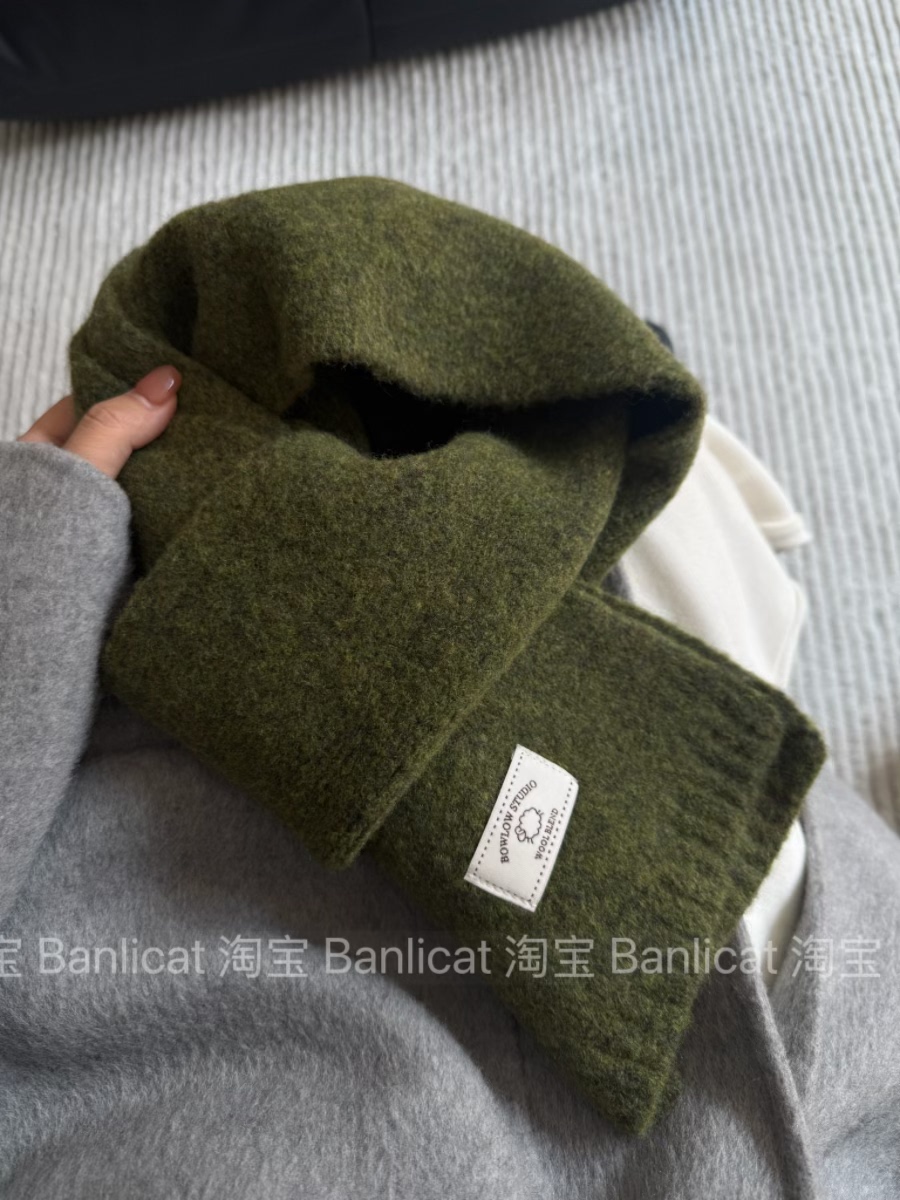 Banlicat含羊毛显白绿色围巾男女韩系秋冬氛围感情侣保暖披肩围脖