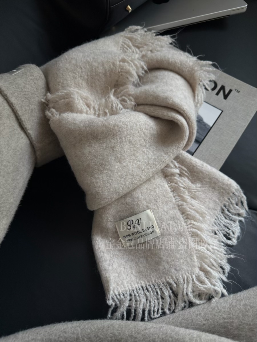 软糯舒适 韩版纯色羊毛混纺围巾男女加厚保暖围脖慵懒流苏披肩冬
