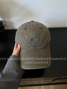 好版型 美复古水洗棉豆绿色做旧棒球帽子女大头围显脸小鸭舌帽男