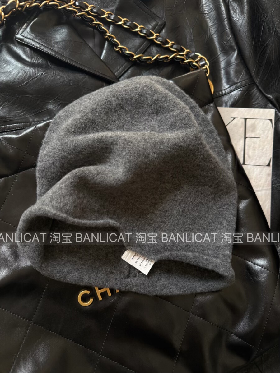 BanliCat高级感灰色含羊毛冷帽卷边针织帽女韩显脸小毛线帽包头帽