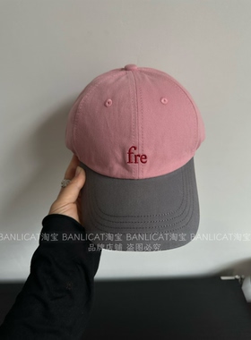 拿捏韩系氛围感粉灰棒球帽子男女 2026新显脸小大头围宽檐鸭舌帽