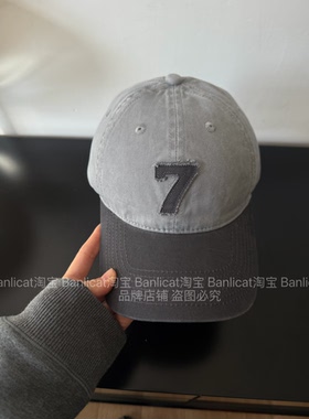 BanliCat2026新韩高档数字7拼色棒球帽子男女显脸小大头围鸭舌帽