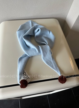 BanliCat 100%羊毛显白蓝色针织三角巾女 26年/毛线围巾围脖韩版