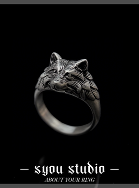 复古北极狼钛钢不掉色男士戒指