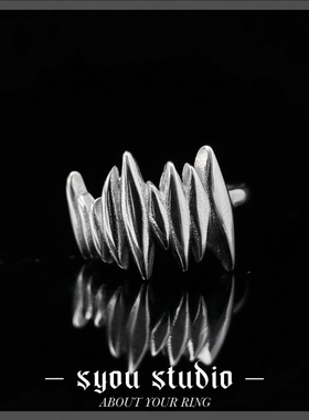 尖牙未来感钛钢戒指男小众个性