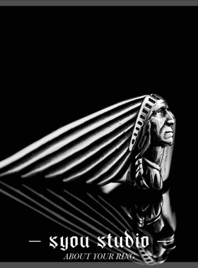 Syou印第安人复古钛钢戒指