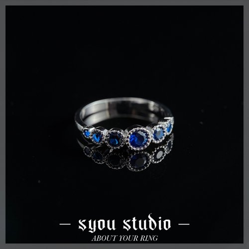 Syou简约蓝钻素圈925纯银戒指