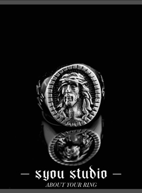 Syou复古人像十字戒指