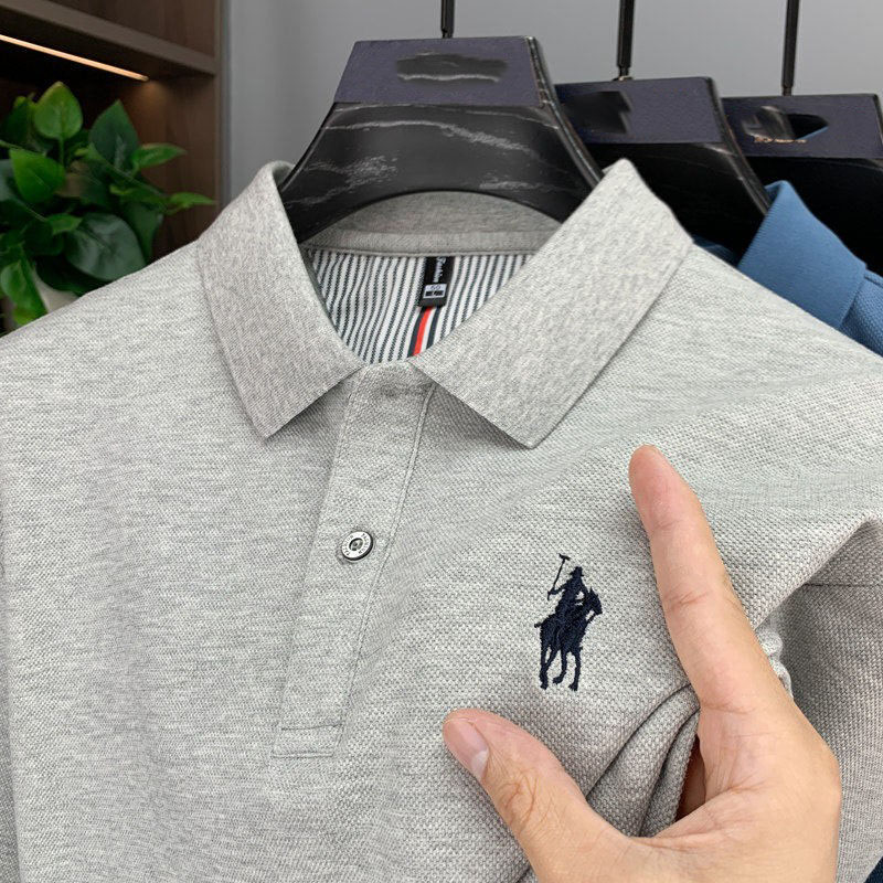 下摆开叉100%棉保罗POLO衫短袖男士纯色小马标刺绣翻领休闲T恤男
