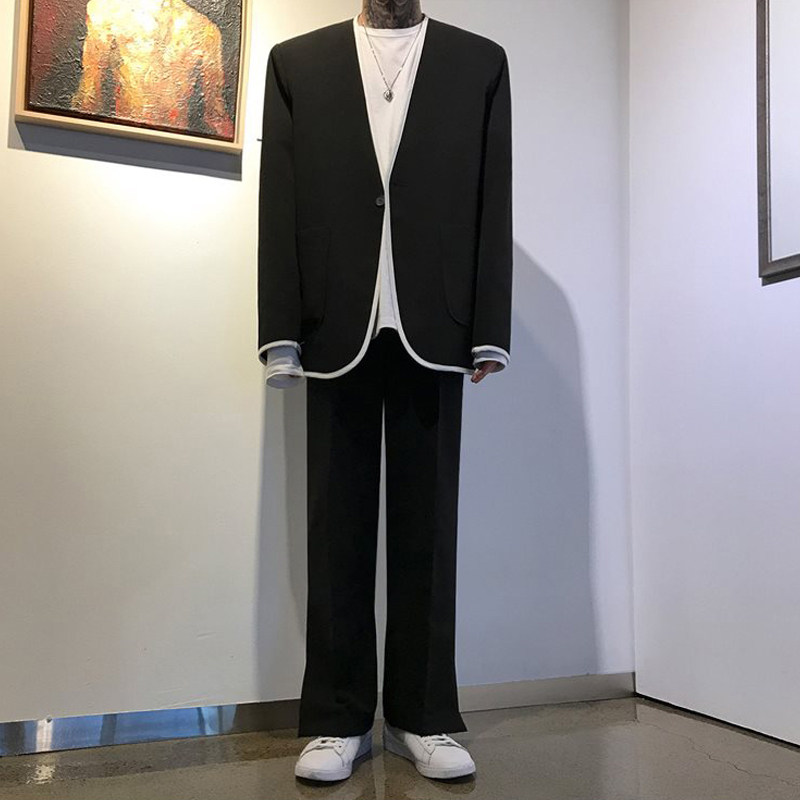 春季帅气百搭帅气休闲西装男韩版潮流无领西服外套XZ18-P105,男装西服,四季星座713