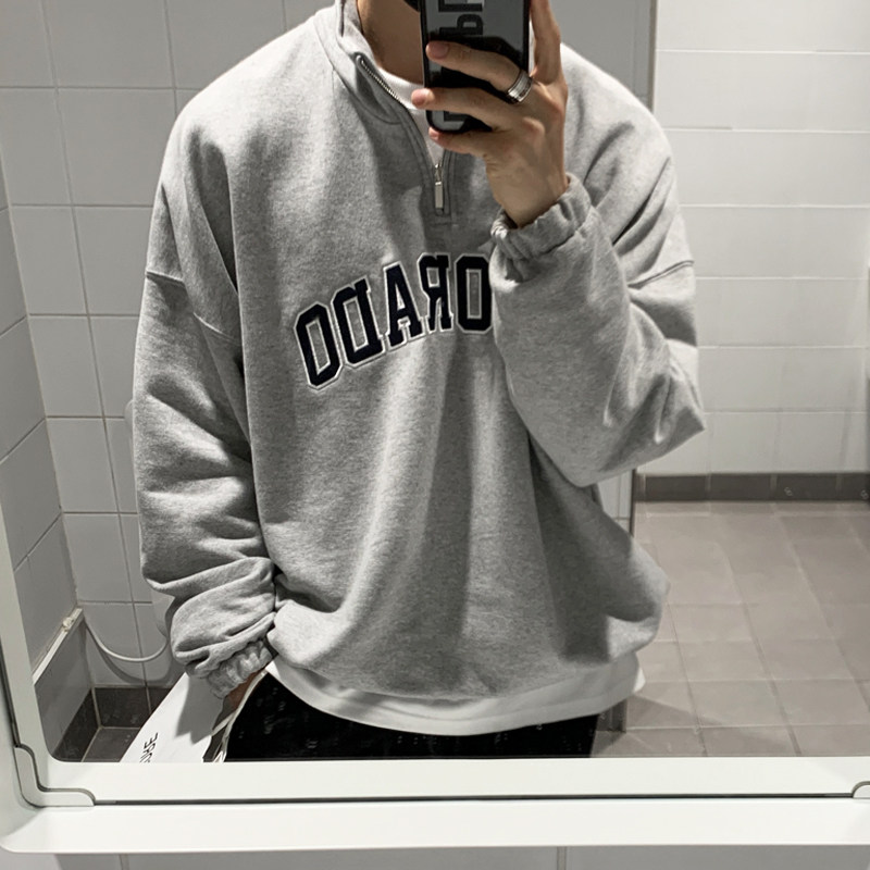 春季字母刺绣套装卫衣男韩版宽松落肩打底衫外套*M611-P75，男装卫衣，四季星座713