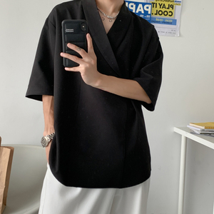 春夏季潮oversizet垂感气质短袖衬衫男韩版宽松衬衣CT26-P45,男装衬衫,四季星座713