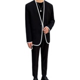 秋季帅气人气休闲西装男韩版潮流无领西服网红外套XZ18-P95，男装西服，四季星座713
